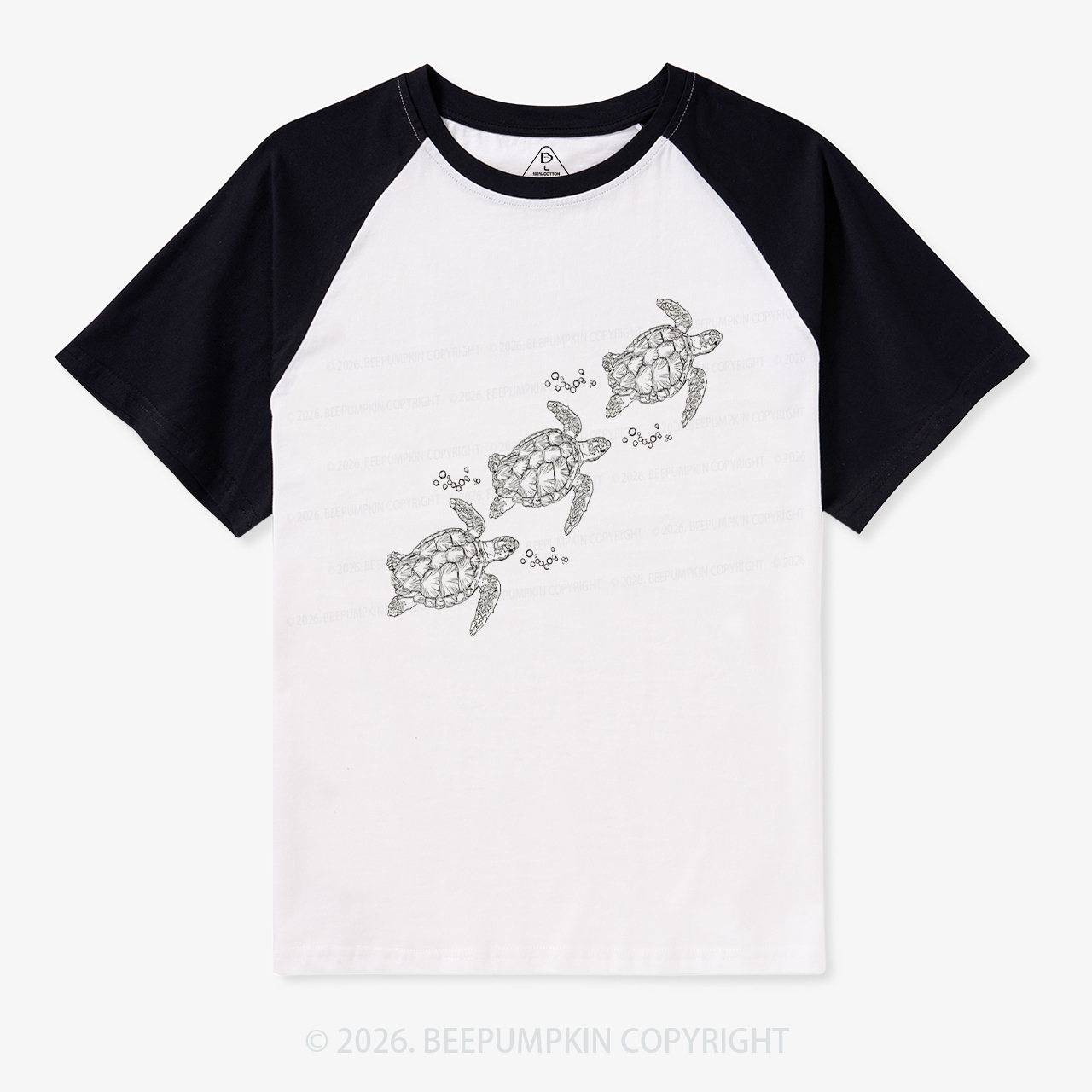 Turtle Sea Lovers Ocean Retro Raglan T-Shirt