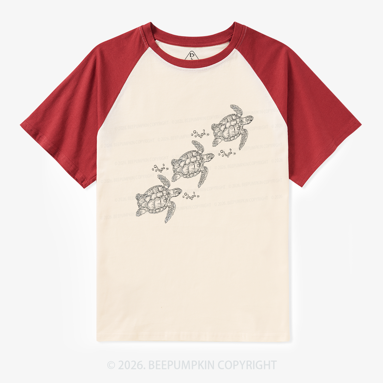 Turtle Sea Lovers Ocean Retro Raglan T-Shirt