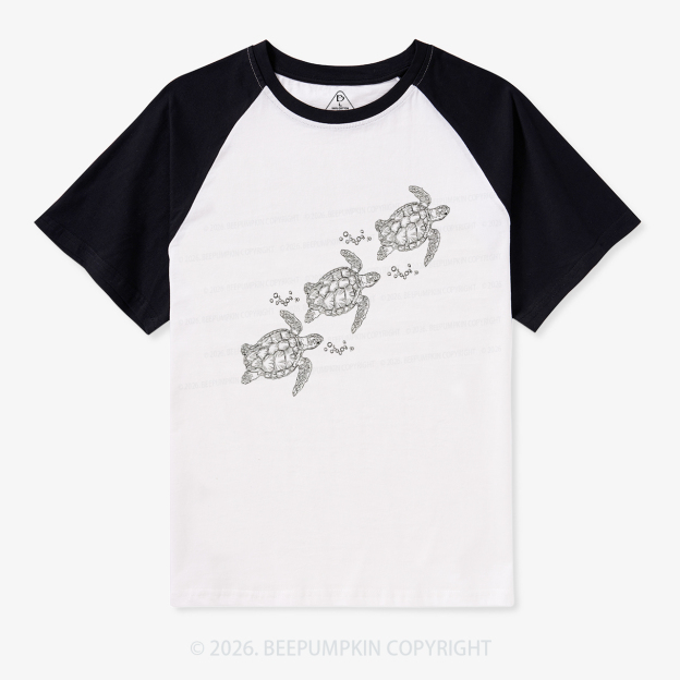 Turtle Sea Lovers Ocean Retro Raglan T-Shirt
