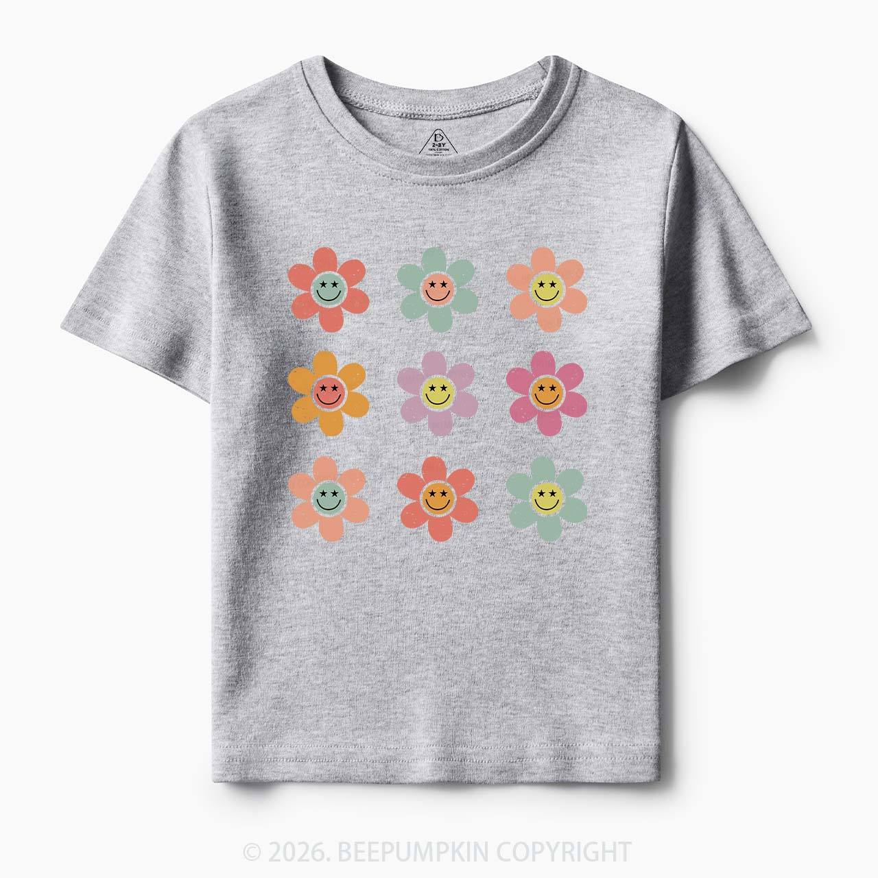 Happy Face Flowers Summer Kids T-Shirts