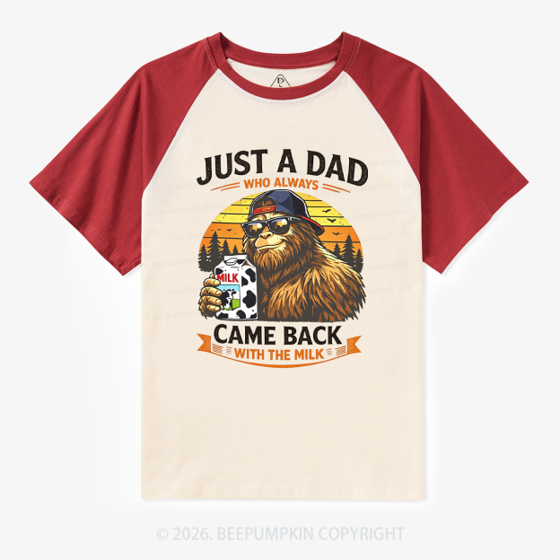 Just A Dad Who Always Came Back With The Milk Retro Raglan T-Shirt