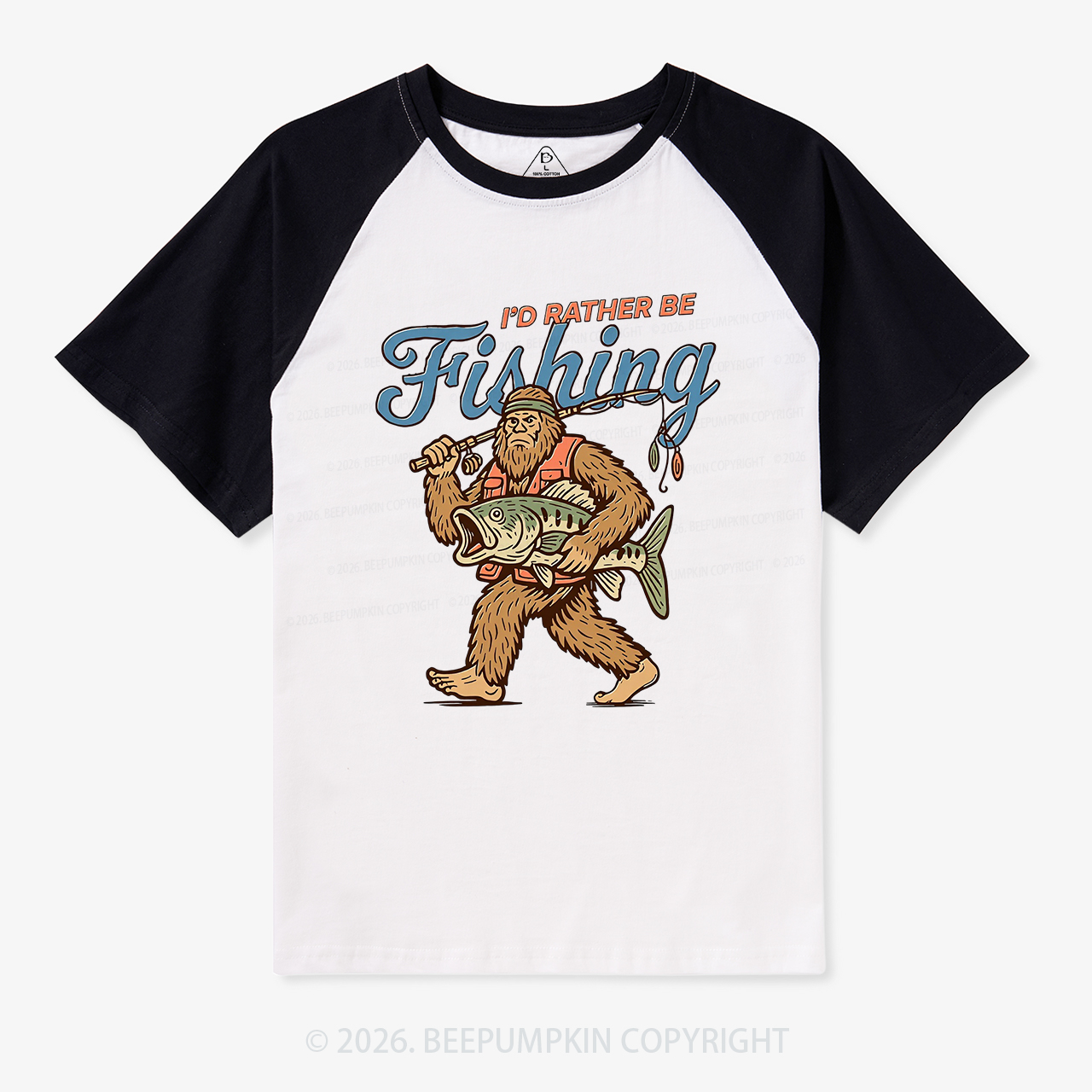 I'd Rather Be Fishing Retro Raglan T-Shirt