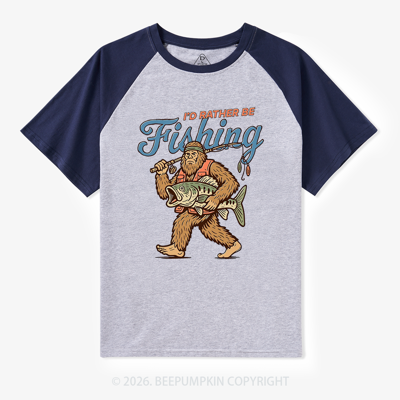 I'd Rather Be Fishing Retro Raglan T-Shirt
