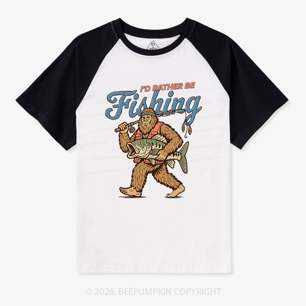 I'd Rather Be Fishing Retro Raglan T-Shirt