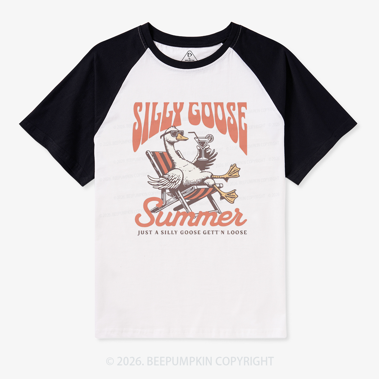 Retro Beachy Silly Goose Summer Raglan T-Shirt