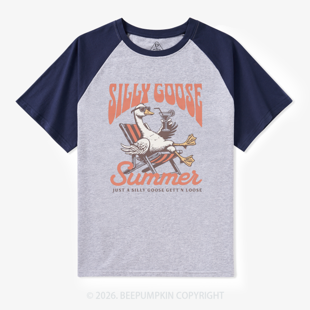 Retro Beachy Silly Goose Summer Raglan T-Shirt