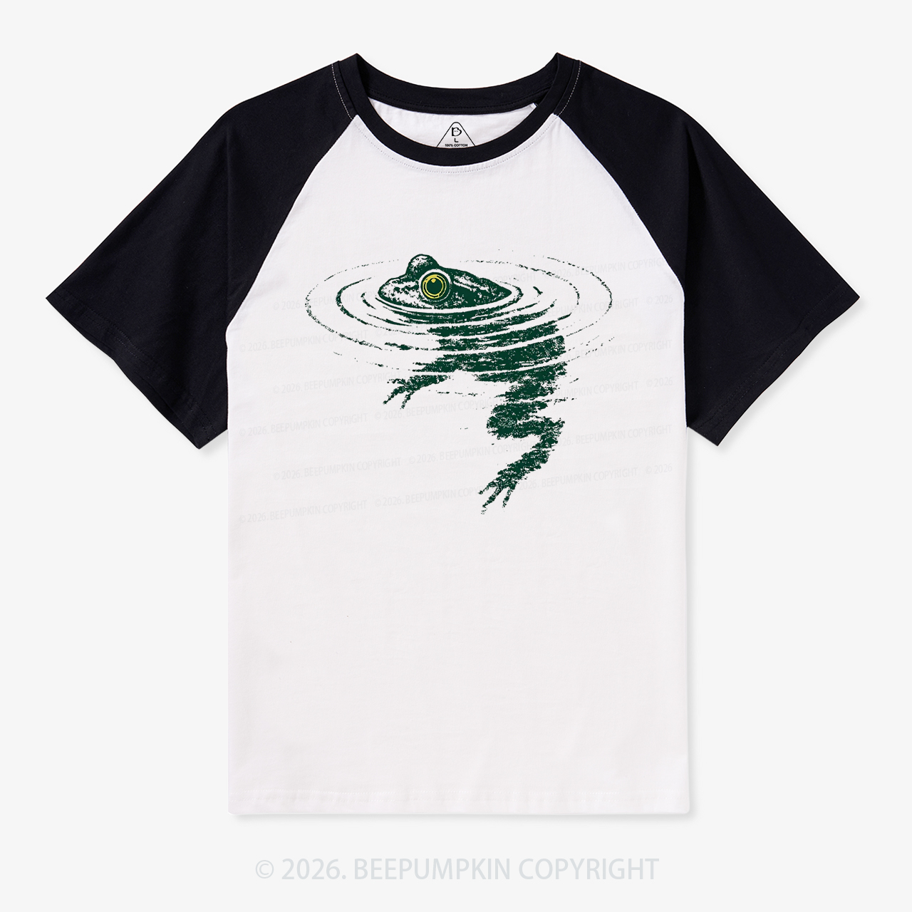 Frog Swimming Vintage Raglan T-Shirt