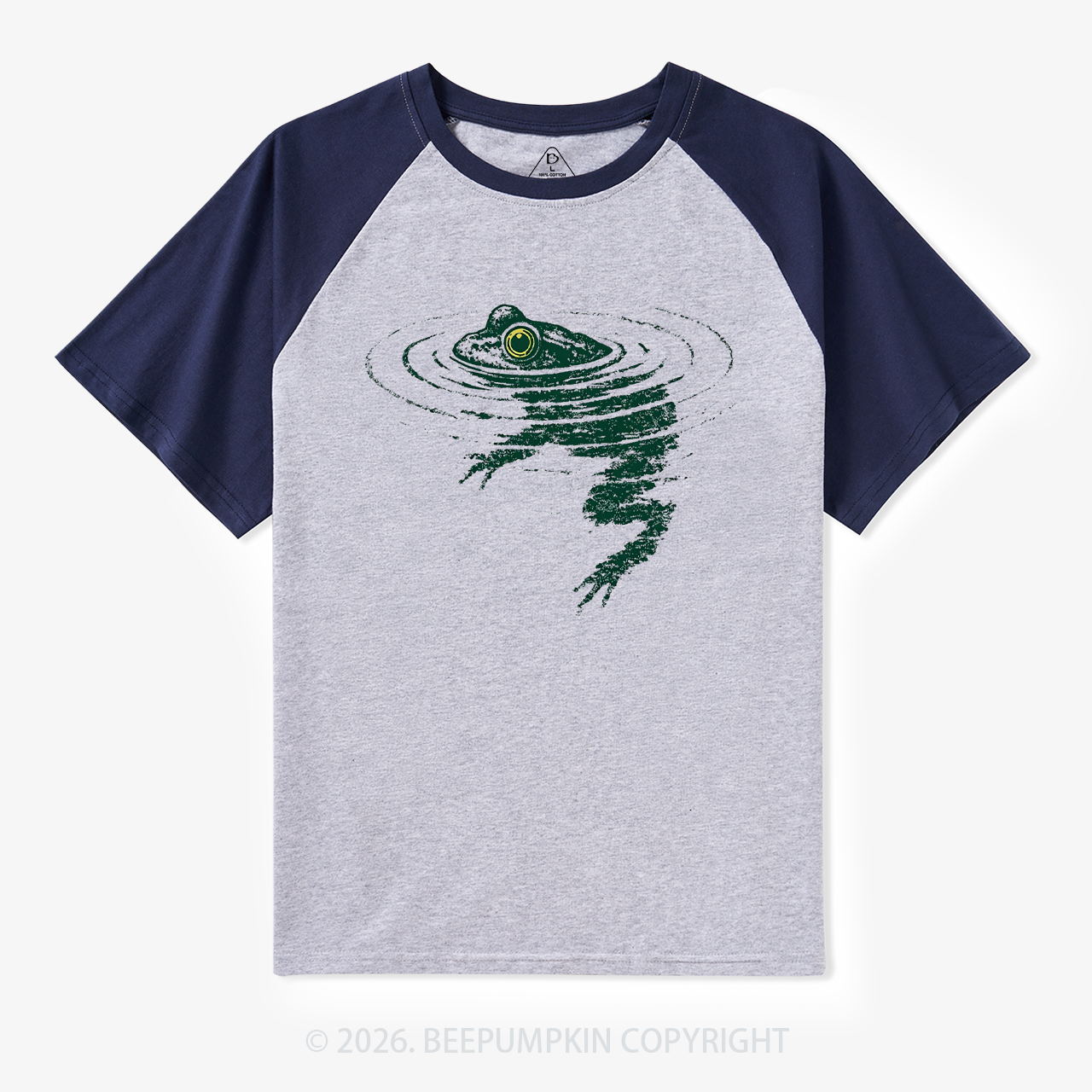 Frog Swimming Vintage Raglan T-Shirt