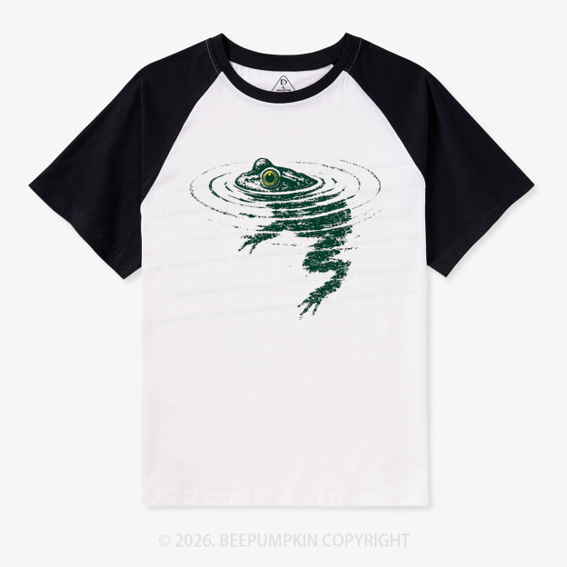 Frog Swimming Vintage Raglan T-Shirt