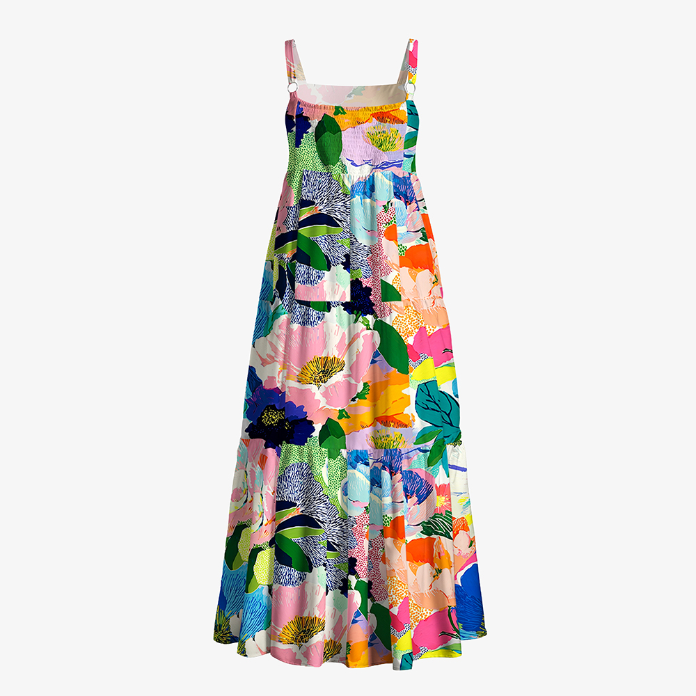 Colorful Abstract Floral All-Over Print Women’s Voile Cami Dress
