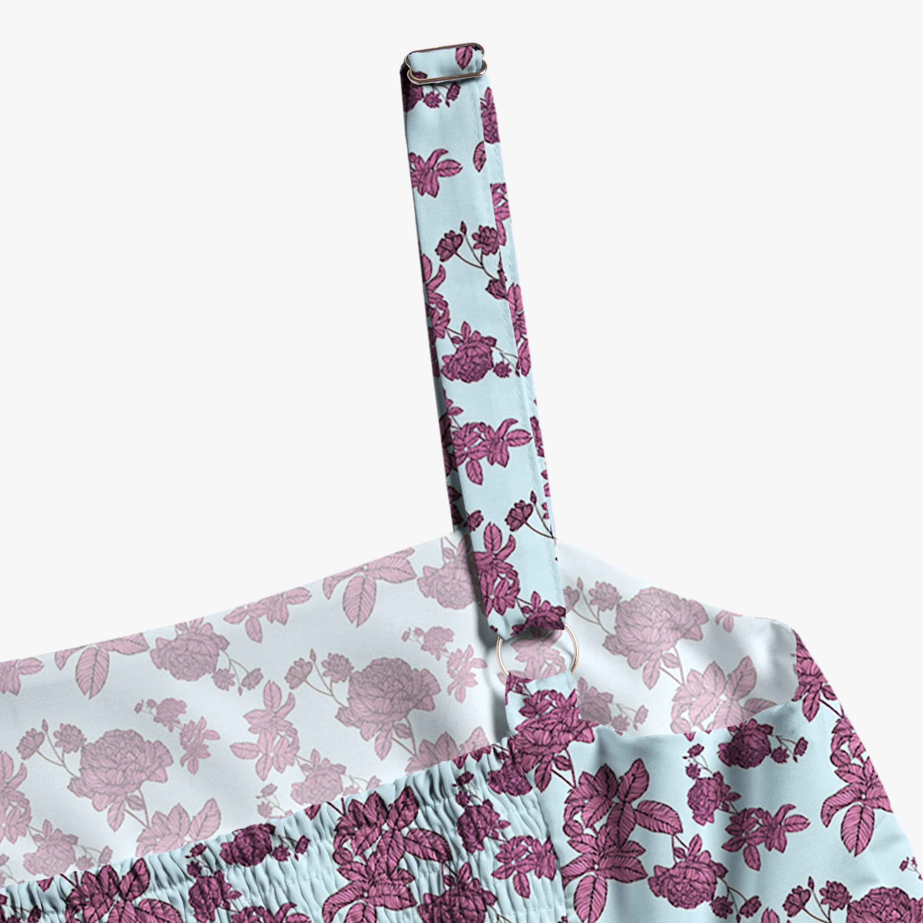 Blue Floral Print All-Over Print Women’s Voile Cami Dress