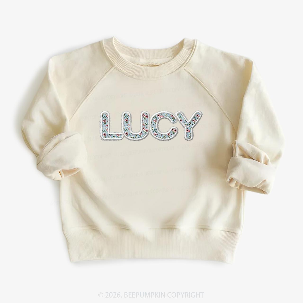 Personalized Vintage Blue Rose Applique Toddler&Kid's Sweatshirt