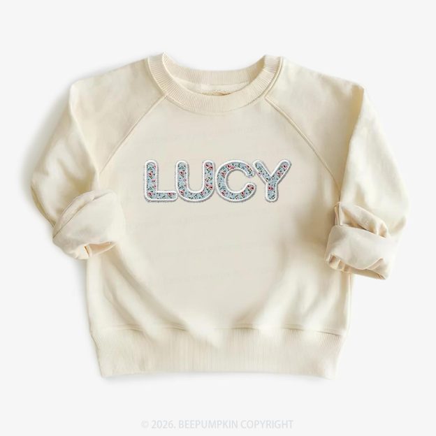 Personalized Vintage Blue Rose Applique Toddler&Kid's Sweatshirt