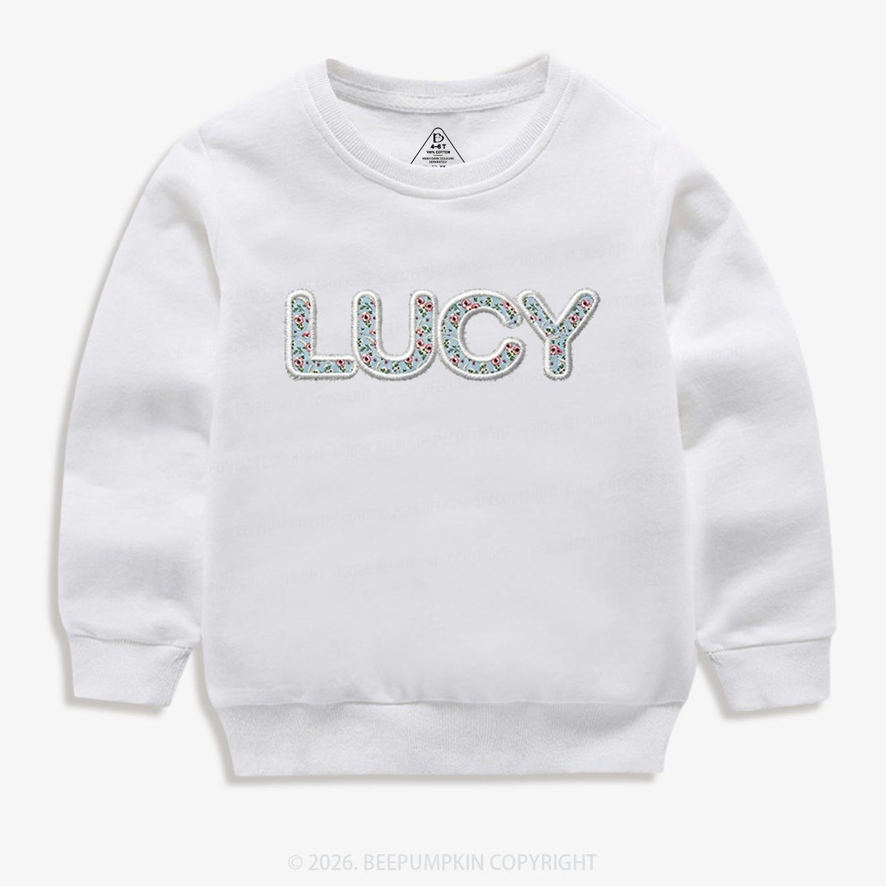 Personalized Vintage Blue Rose Applique Toddler&Kid's Sweatshirt