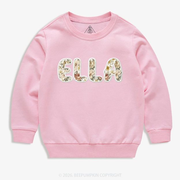 Personalized Applique Wildflower Print  Toddler&Kid's Sweatshirt