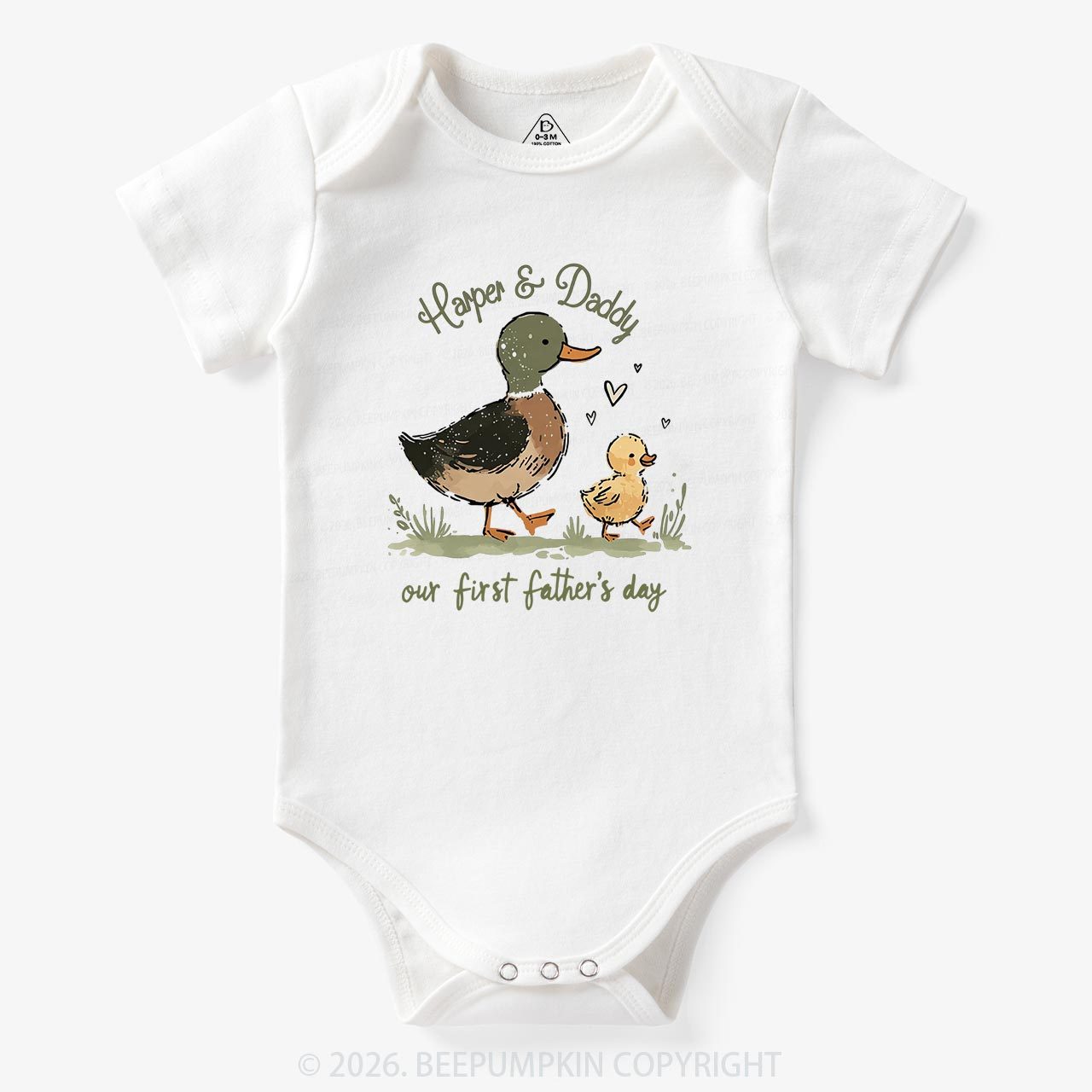 Personalized Duck Hunter First Father's Day Baby Bodysuit