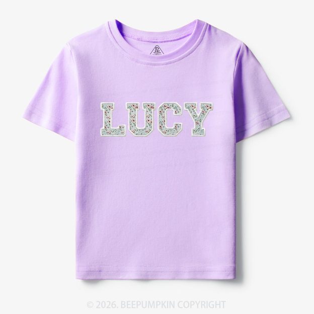 Personalized Vintage Blue Rose Applique Toddler&Kid's Tees