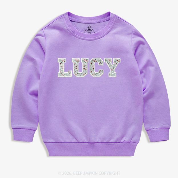 Personalized Vintage Blue Rose Applique Toddler&Kid's Sweatshirt