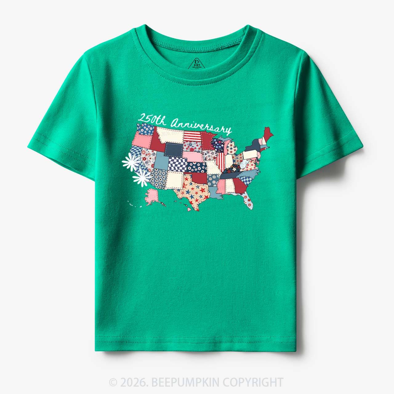 US 250 Years Patriotic Patchwork Toddler&Kid's Tees