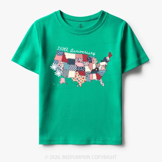 US 250 Years Patriotic Patchwork Toddler&Kid's Tees