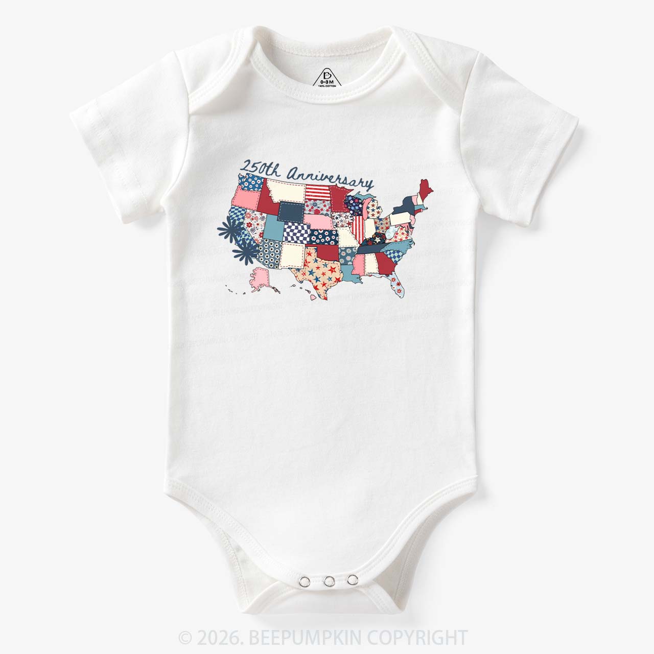 US 250 Years Patriotic Patchwork Bodysuit