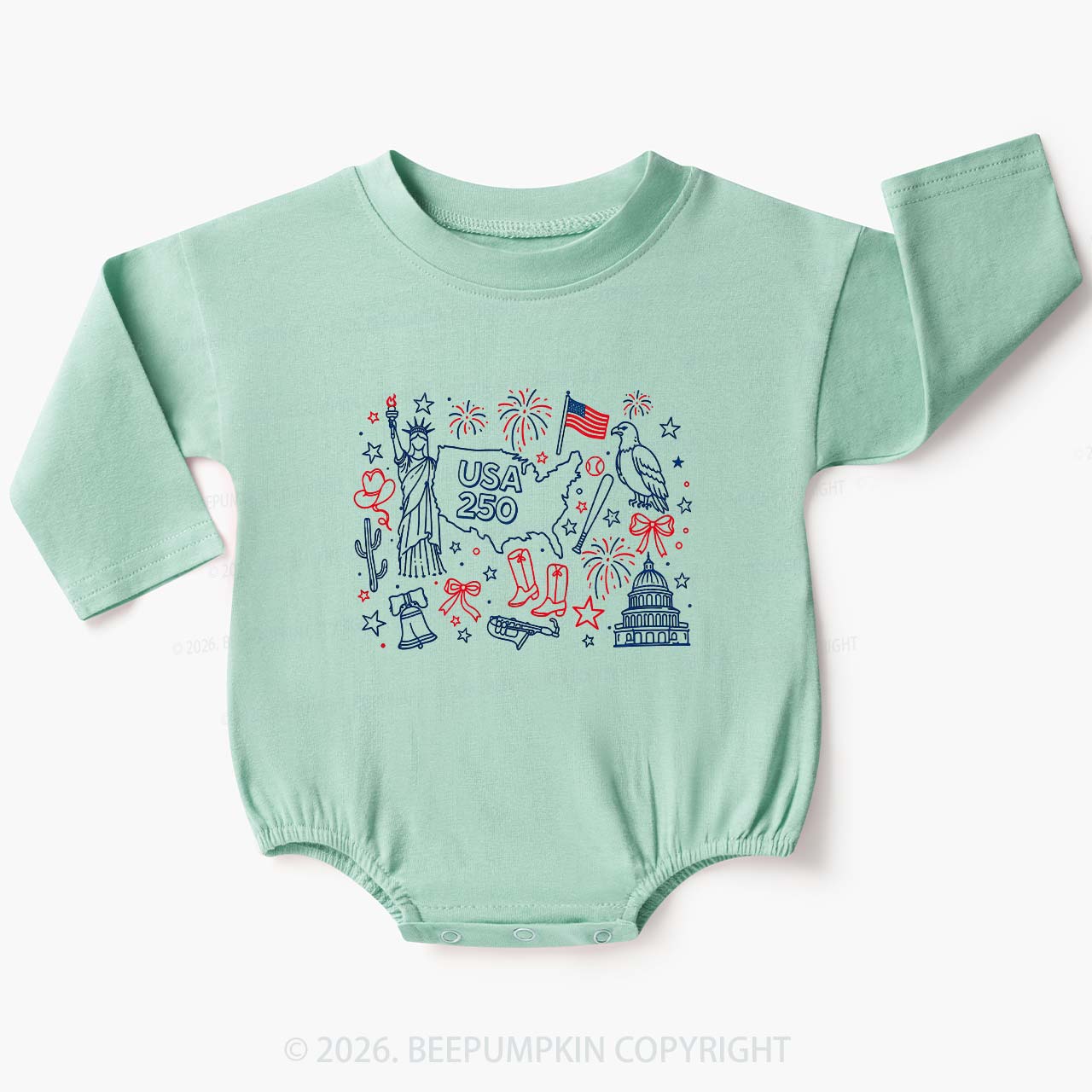 Retro Celebrate 250th Anniversary Baby Bubble Romper