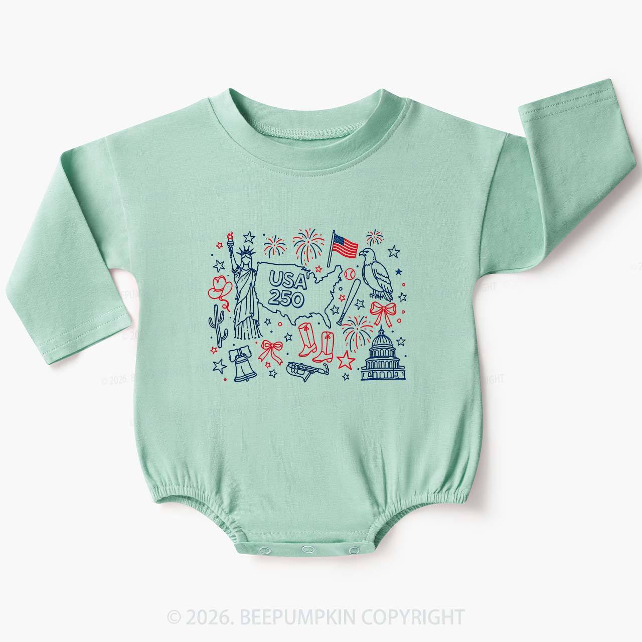 Retro Celebrate 250th Anniversary Baby Bubble Romper
