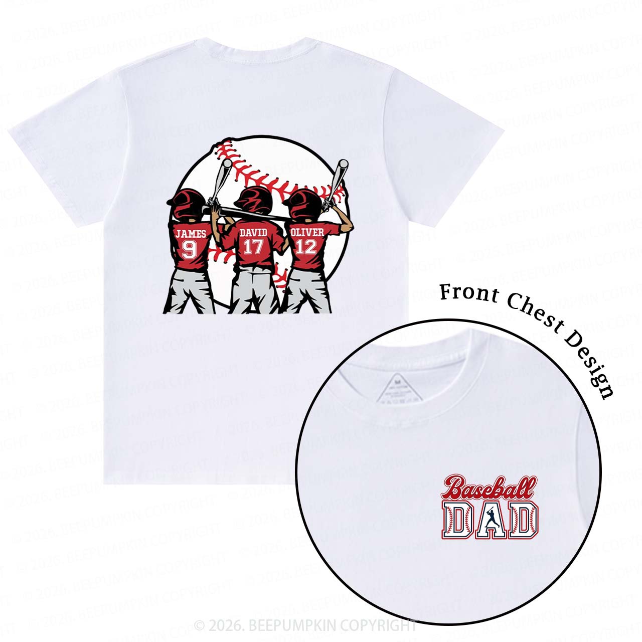 Personalized Baseball Dad Team T-Shirts