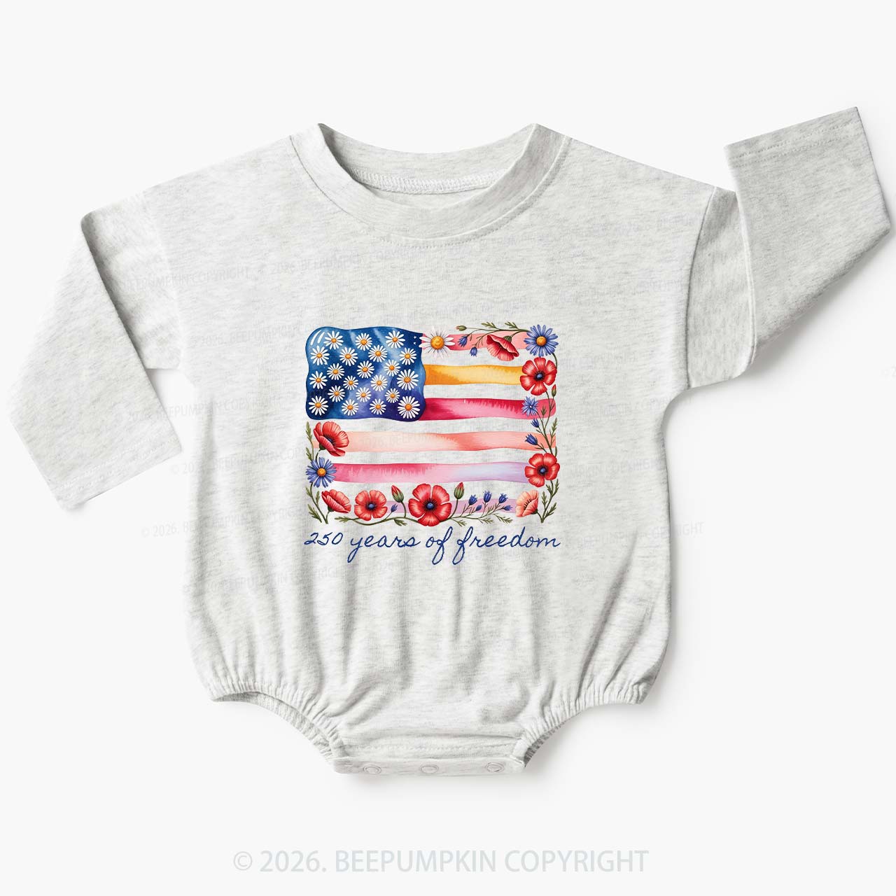 250 Years of Freedom Patriotic Baby Bubble Romper