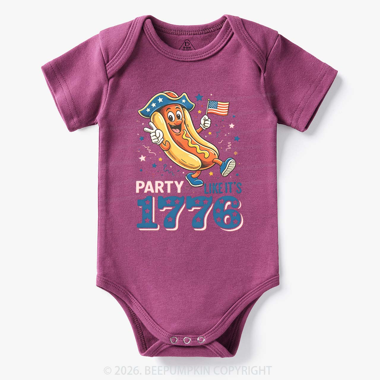 Party Like It's 1776 4th Of July Hot Dog Bodysuit