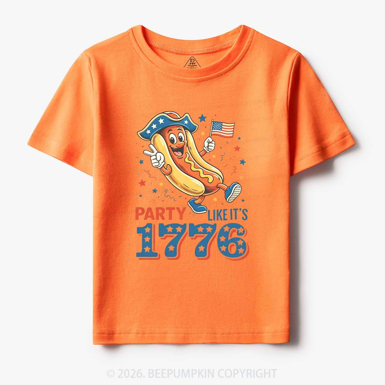Party Like It's 1776 4th Of July Hot Dog Toddler&Kid's Tees