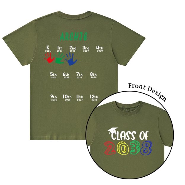 Hand Print-Class Of 2037 Personalized Shirts For School Kids