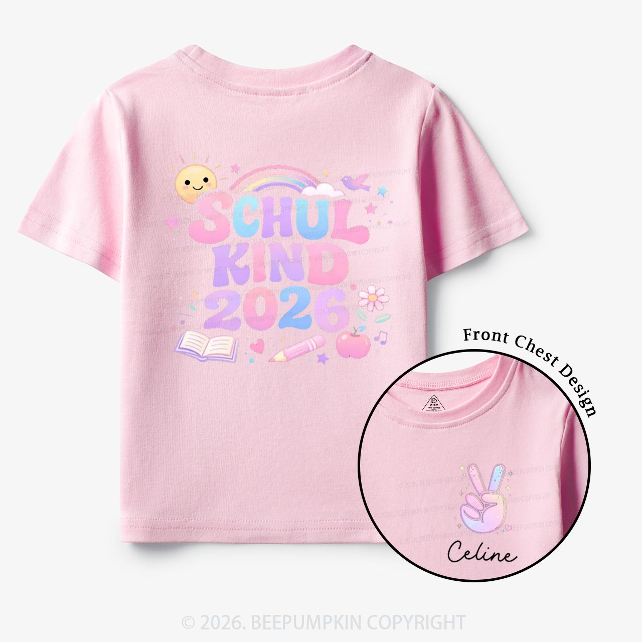 Personalized School Kid 2026 Peace & Sunshine Toddler&Kid's Shirts