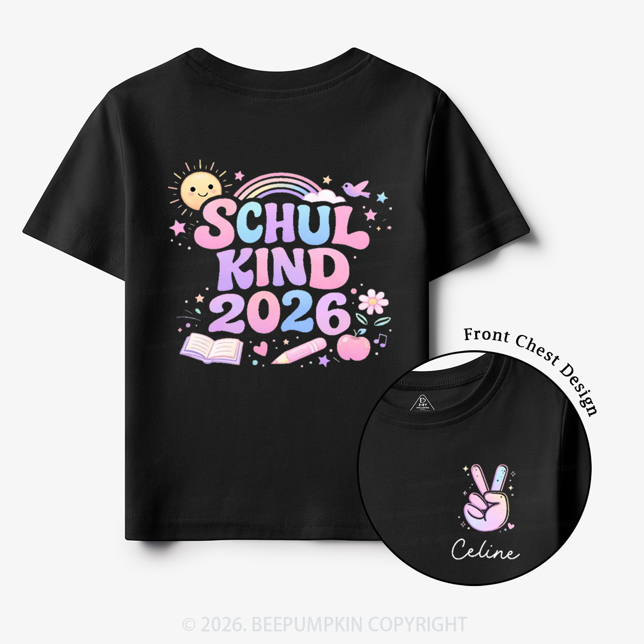Personalized School Kid 2026 Peace & Sunshine Toddler&Kid's Shirts