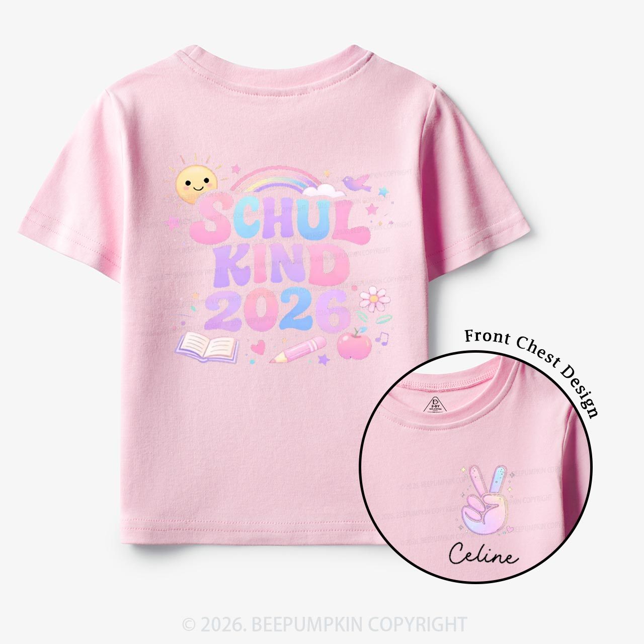 Personalized School Kid 2026 Peace & Sunshine Toddler&Kid's Shirts
