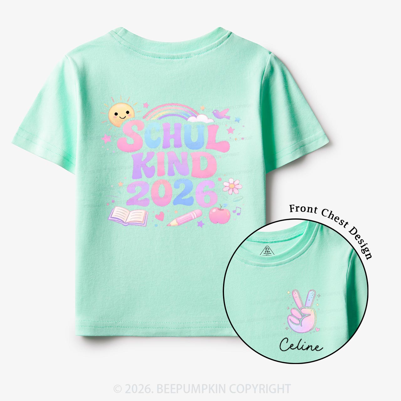 Personalized School Kid 2026 Peace & Sunshine Toddler&Kid's Shirts