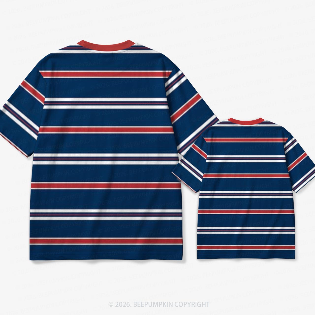 Retro Navy Classic Stripe Family Matching Ringer T-Shirt