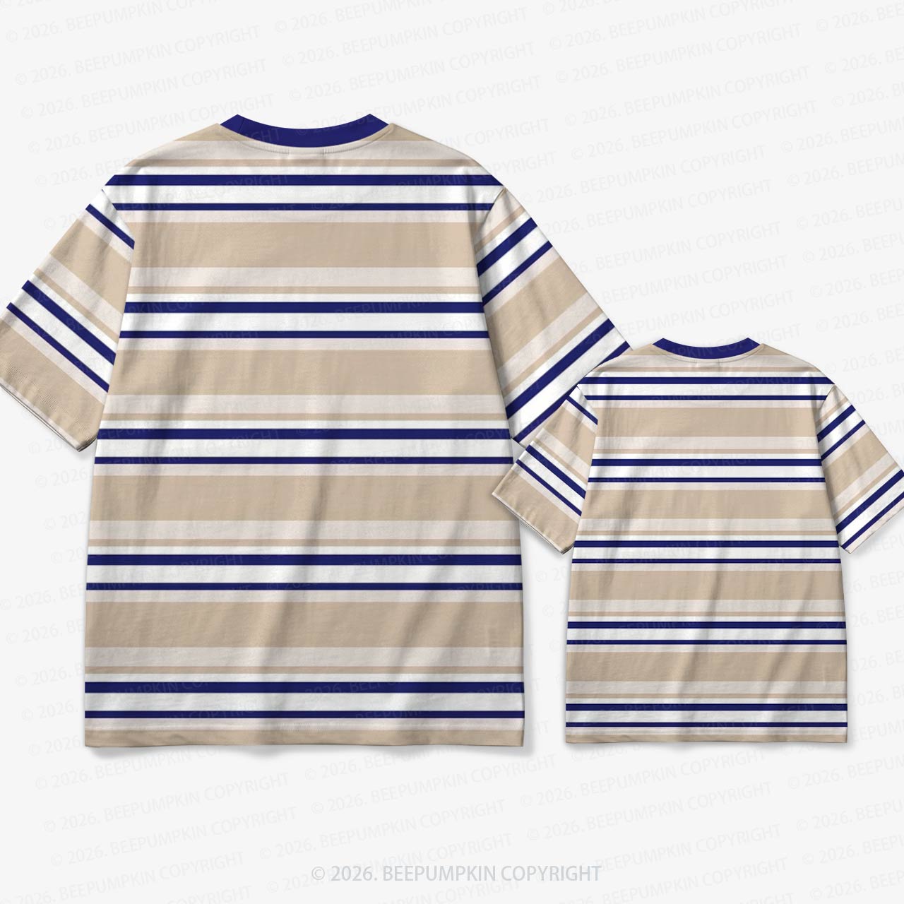 Retro Blue Dune Stripe Family Matching Ringer T-Shirt