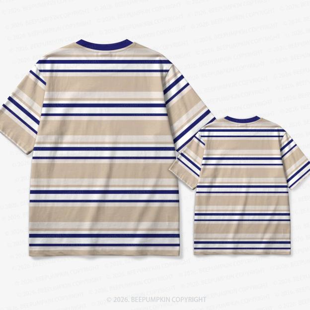 Retro Blue Dune Stripe Family Matching Ringer T-Shirt