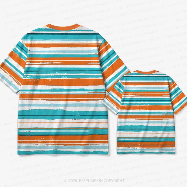Retro Tropical Splash Stripe Family Matching Ringer T-Shirt