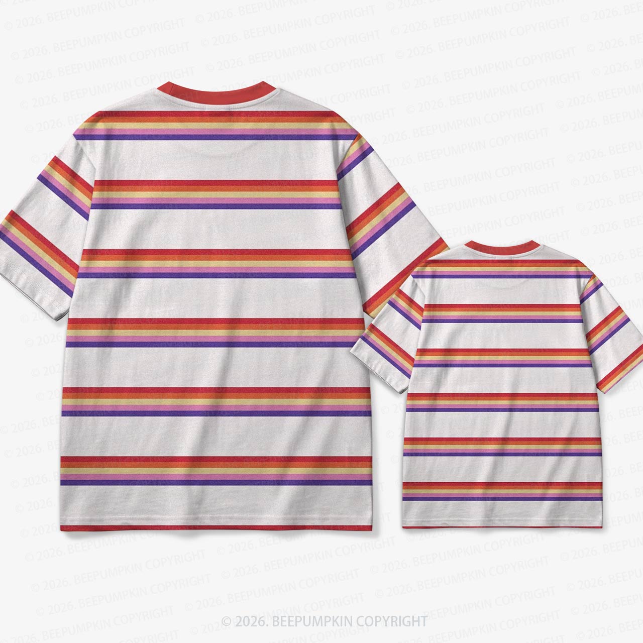 Retro Sunrise Rainbow Stripe Family Matching Ringer T-Shirt
