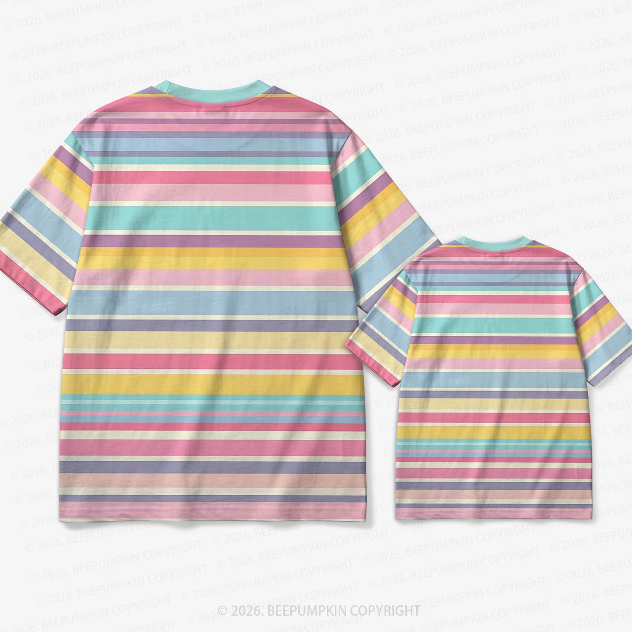 Retro Candy Pastel Rainbow Stripe Family Matching Ringer T-Shirt
