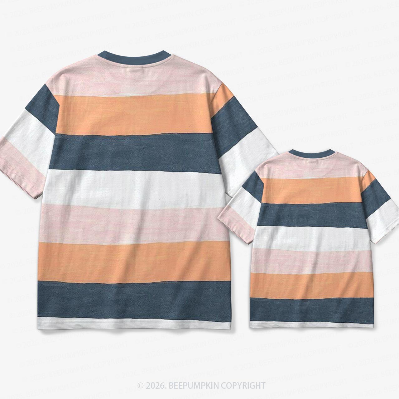 Retro Coastal Sorbet Wide Stripe Family Matching Ringer T-Shirt