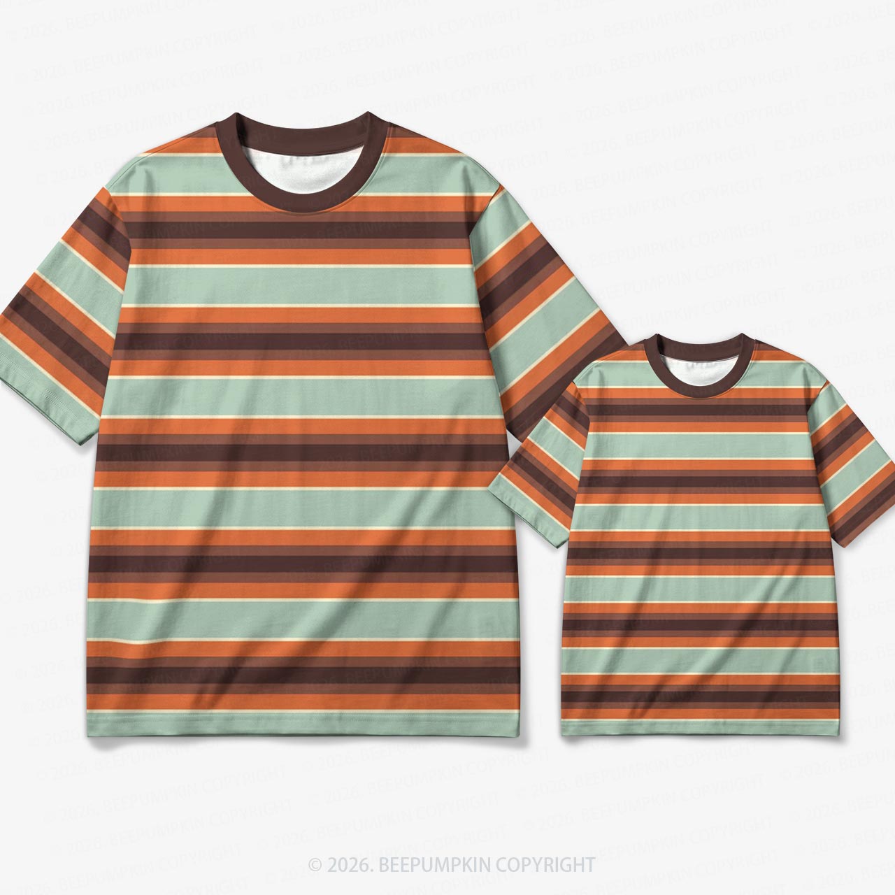Retro Rustic Caramel Stripe Family Matching Ringer T-Shirt