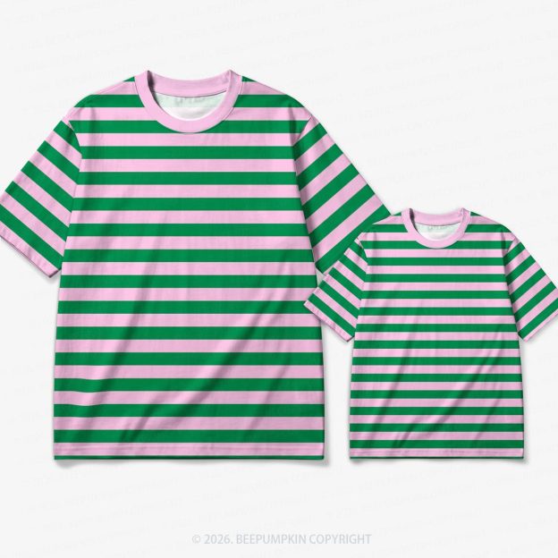 Retro Watermelon Sugar Stripe Family Matching Ringer T-Shirt