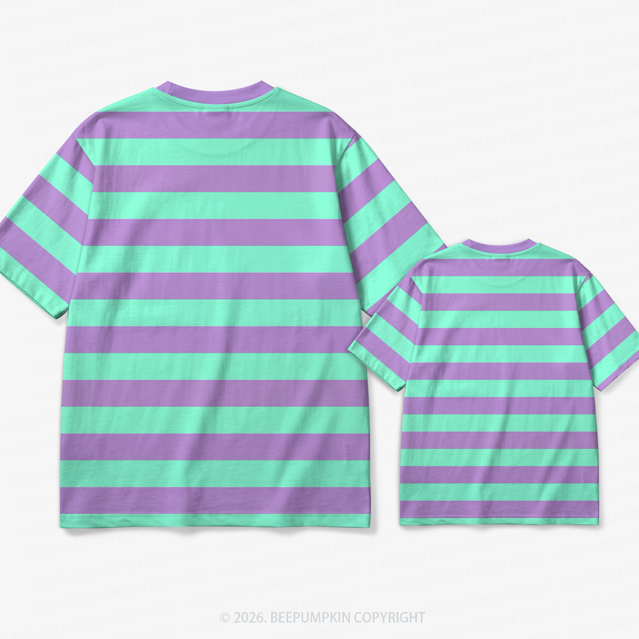 Retro Mint Grape Stripe Family Matching Ringer T-Shirt