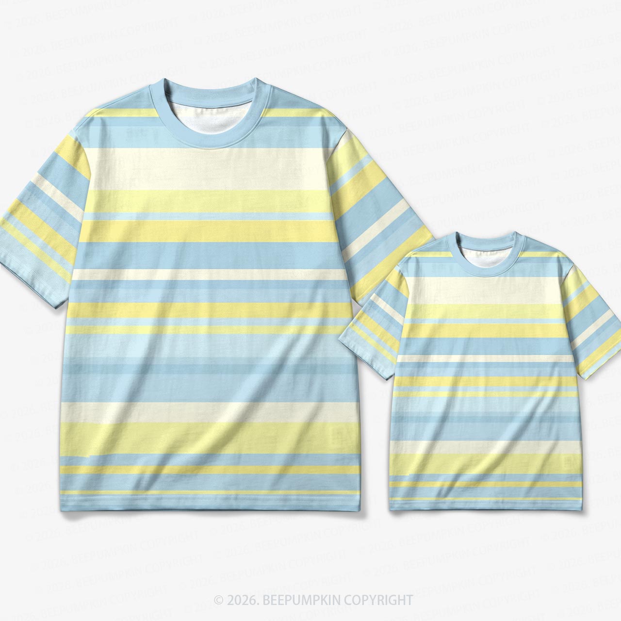 Retro Lemon Sky Stripe Family Matching Ringer T-Shirt