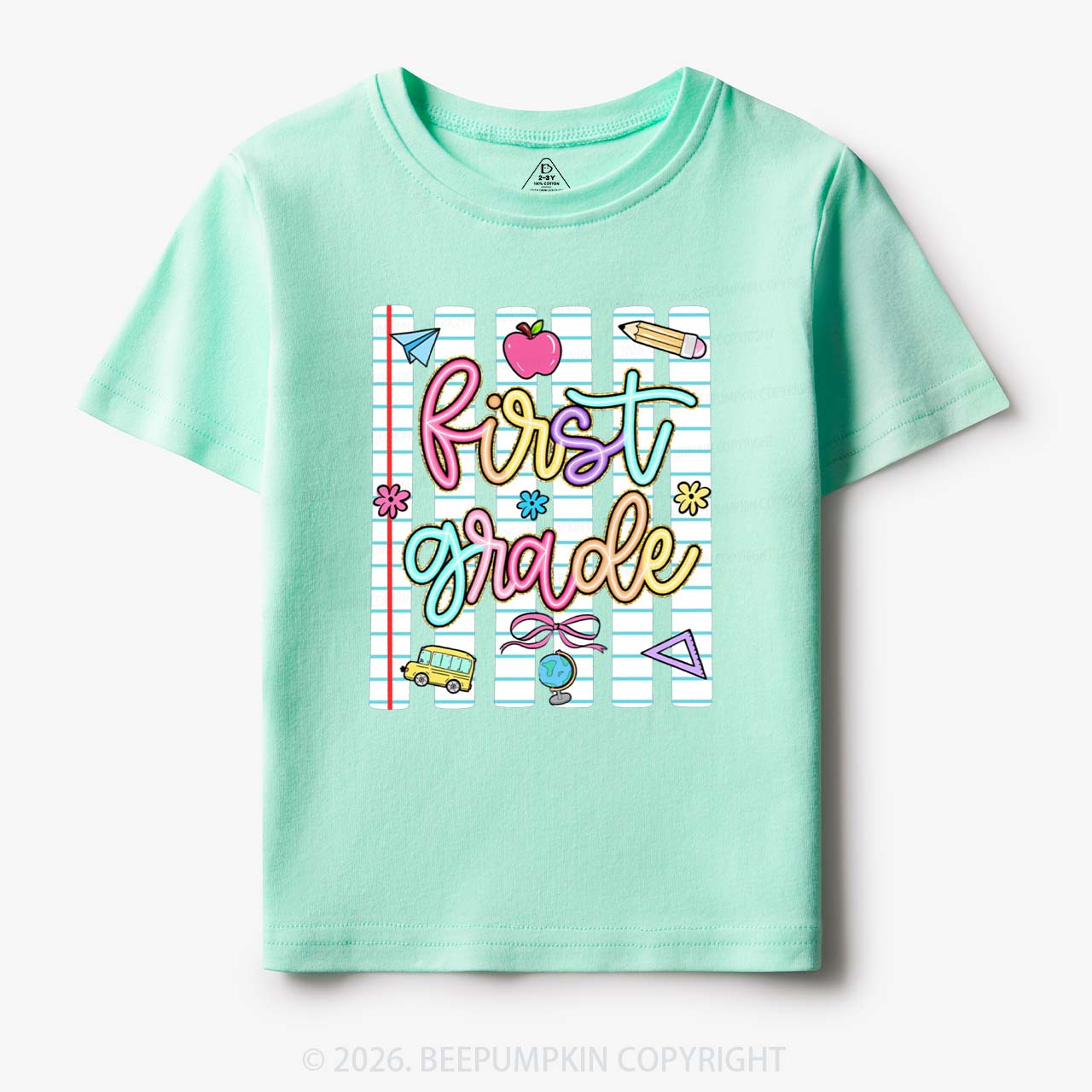 Personalized Colorful Striped Preppy Back To School Toddler&Kid's Tees
