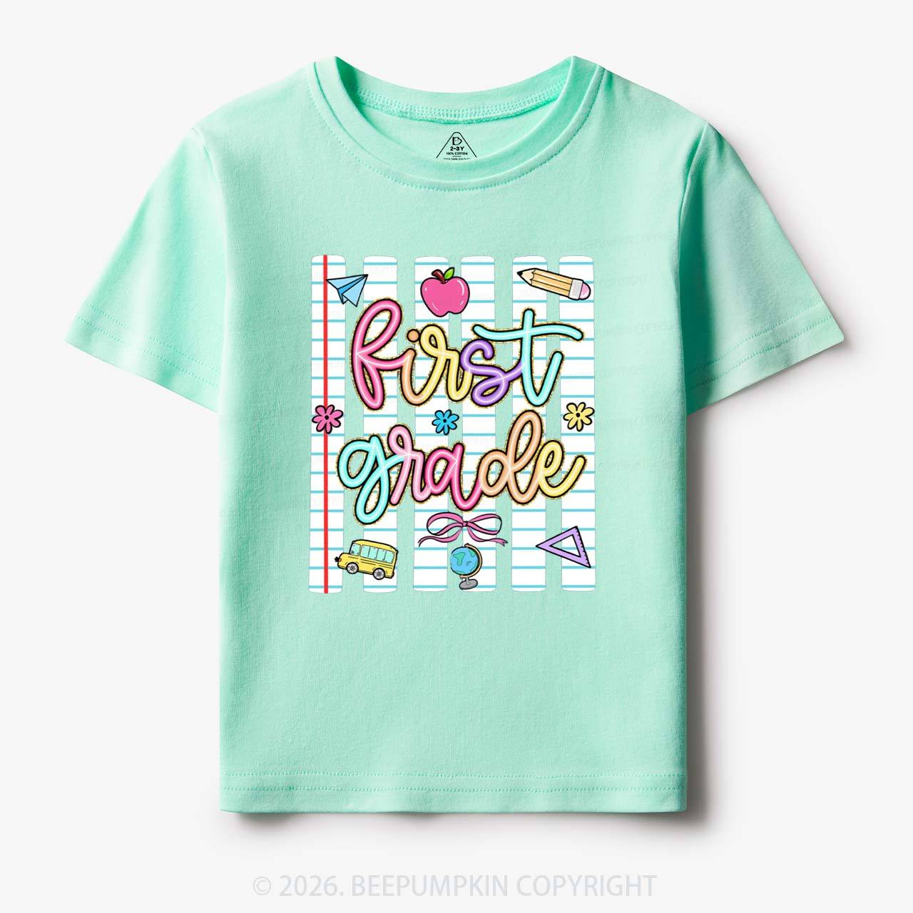 Personalized Colorful Striped Preppy Back To School Toddler&Kid's Tees