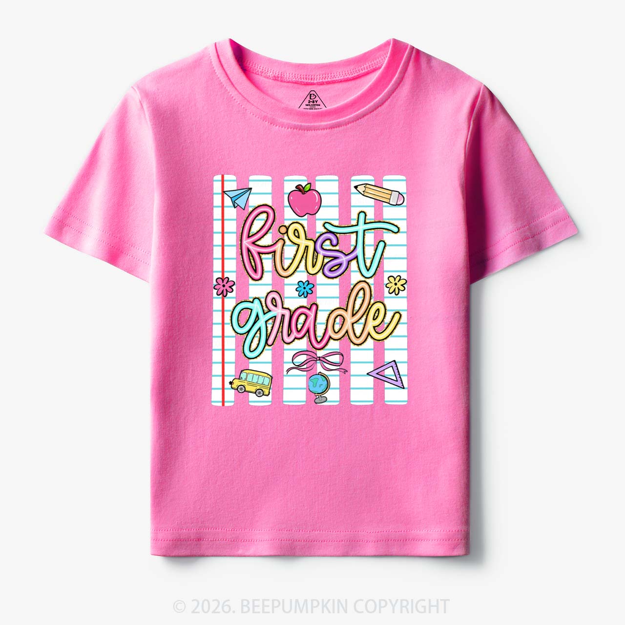 Personalized Colorful Striped Preppy Back To School Toddler&Kid's Tees